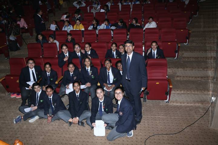 With the student presenters, Mody School · 2016
